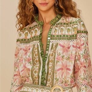 FARM Rio Palm Dream Off White Blouse